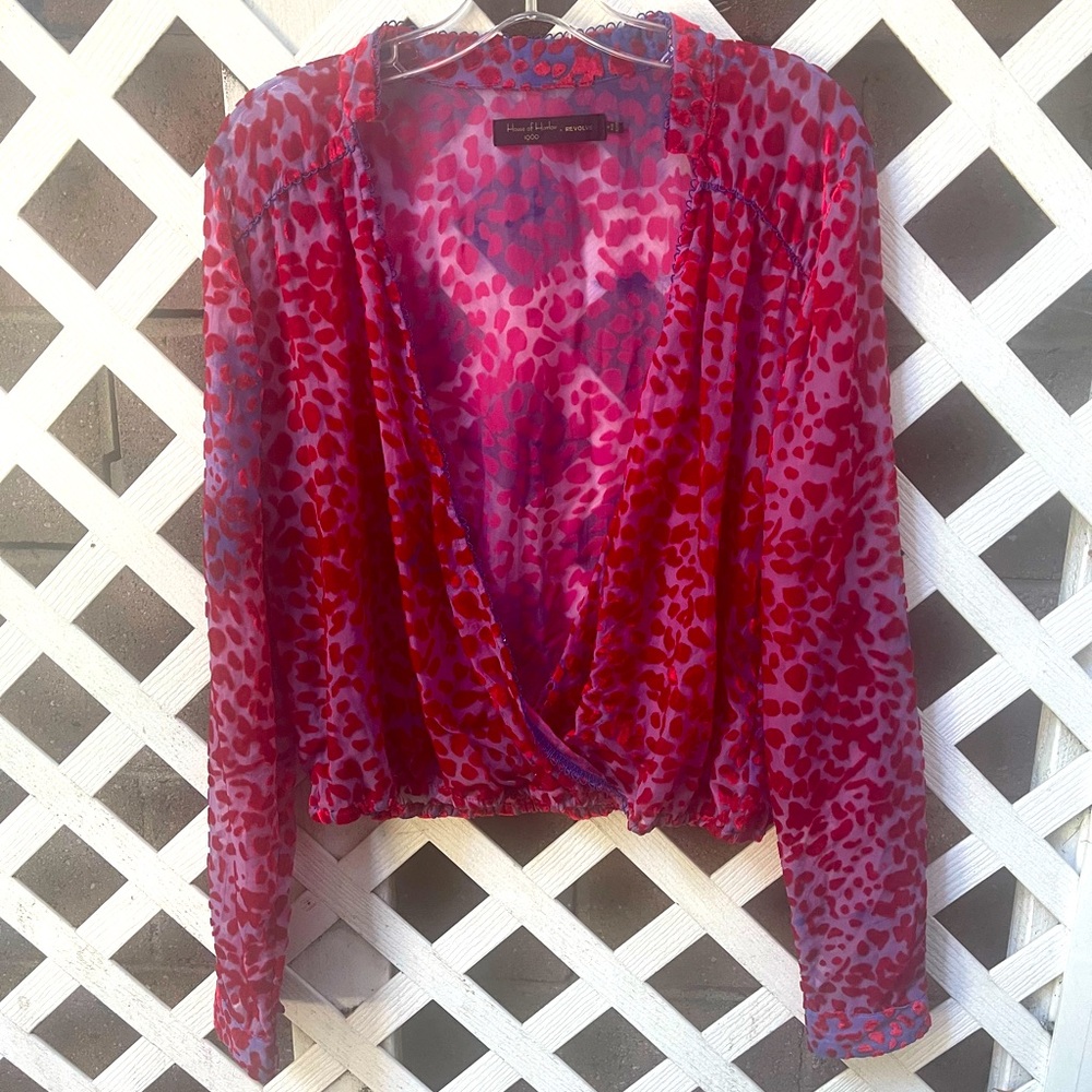 House of Harlow 1960 X Revolve Pink Leopard Blouse